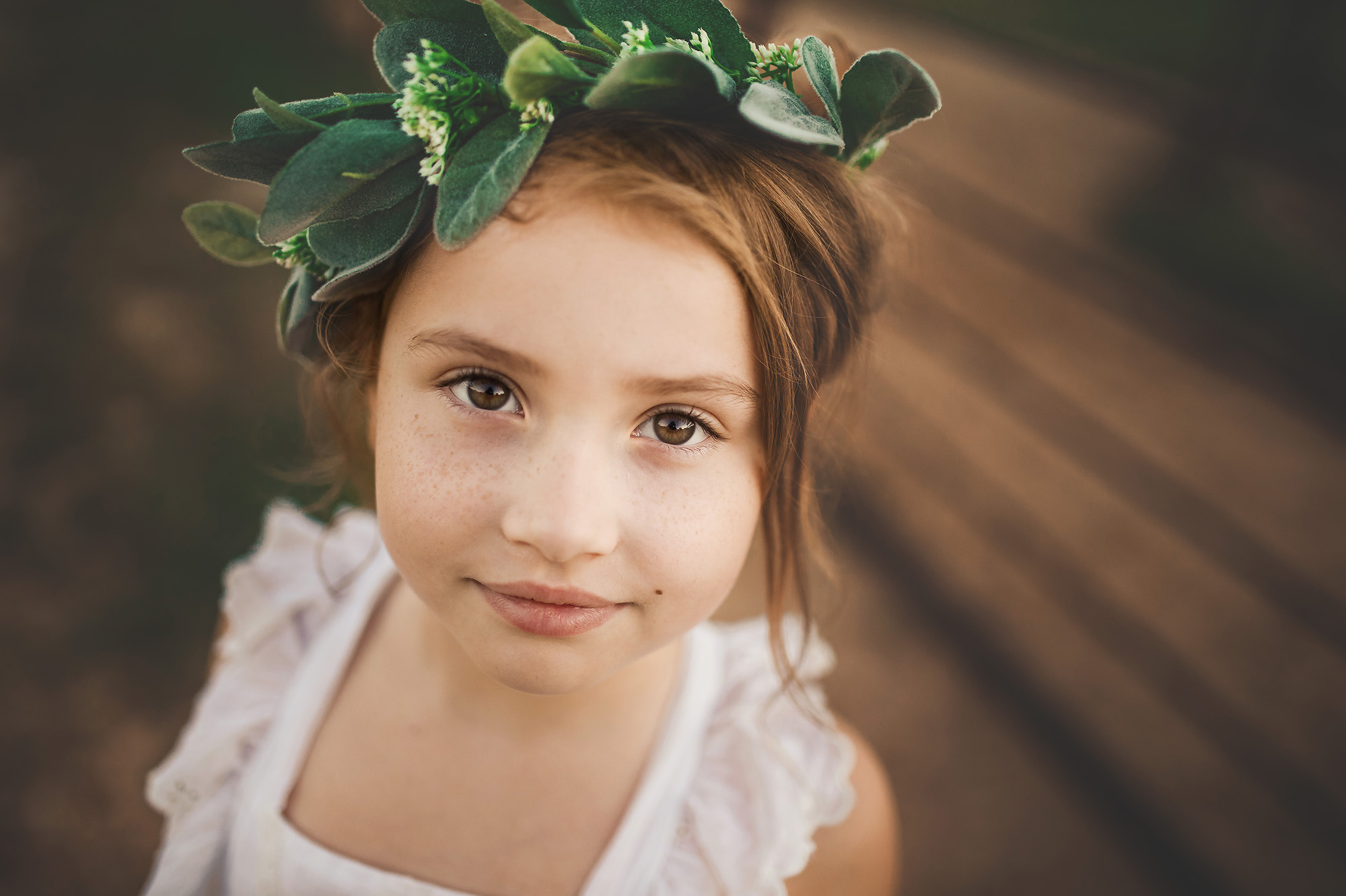 girl in flower wreath portrait