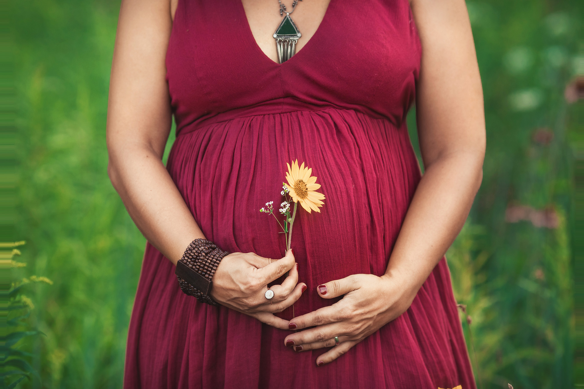 maternity pregnant belly with flower