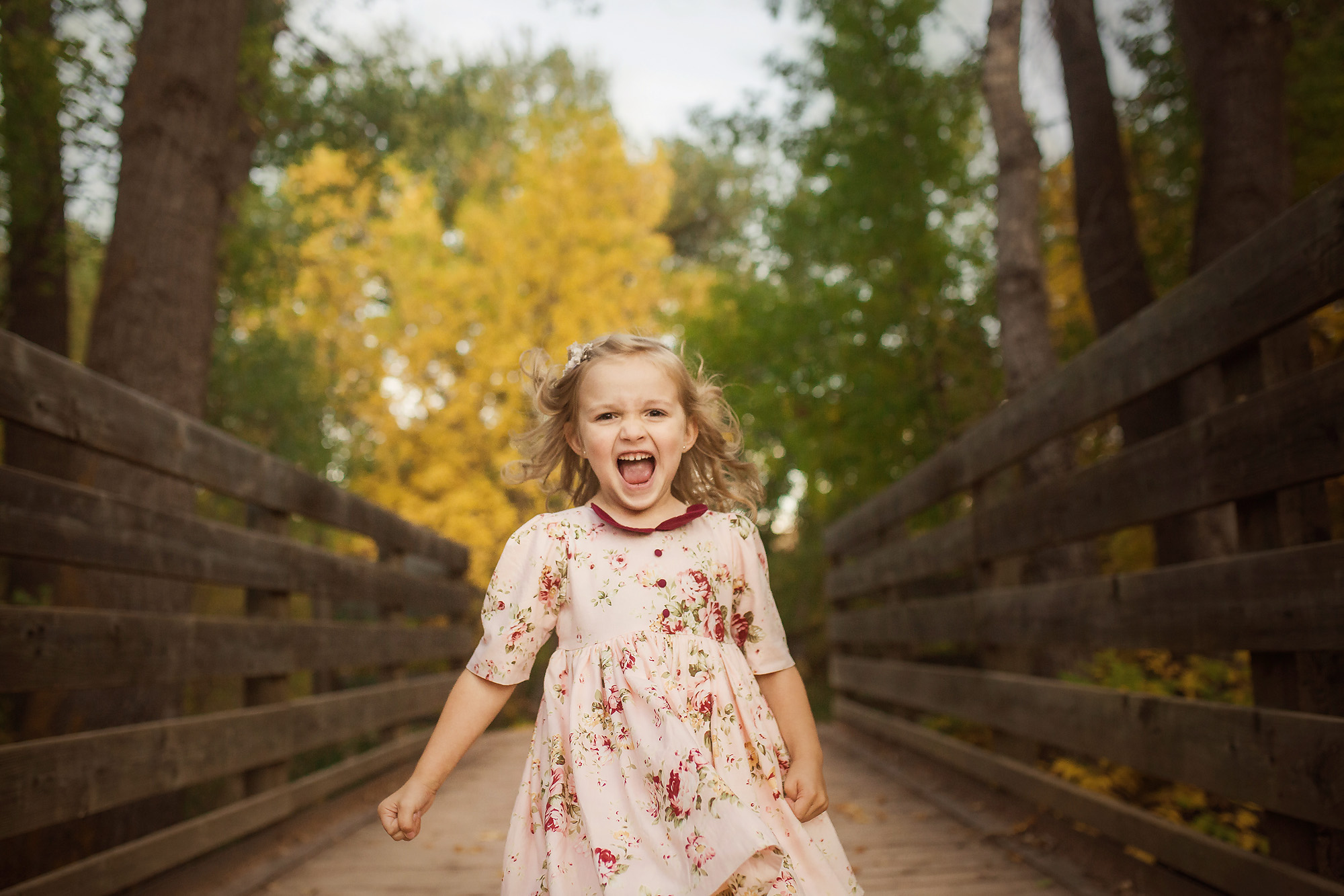 girl running and smiling