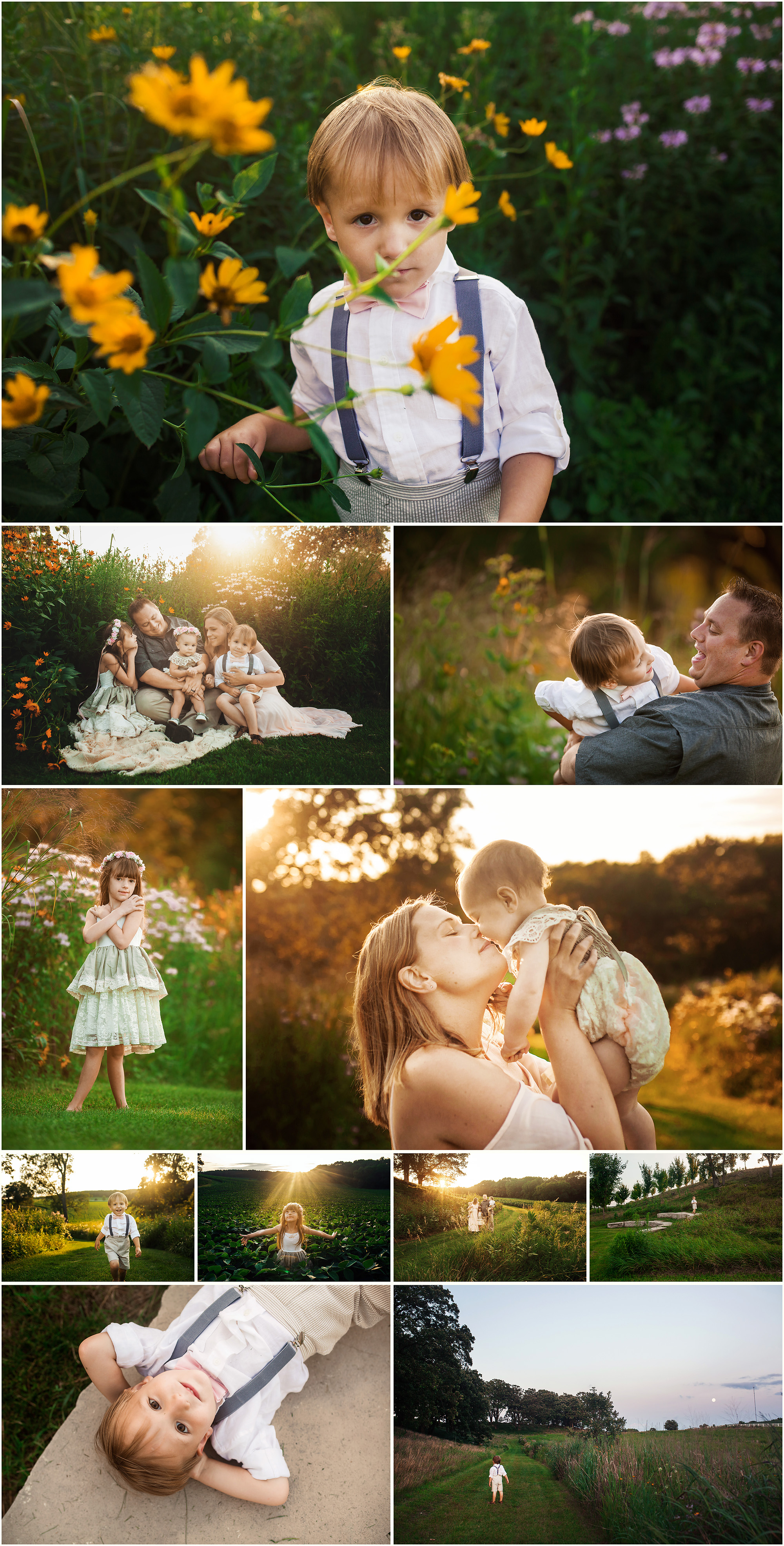 family of five sunset portraits wisconsin