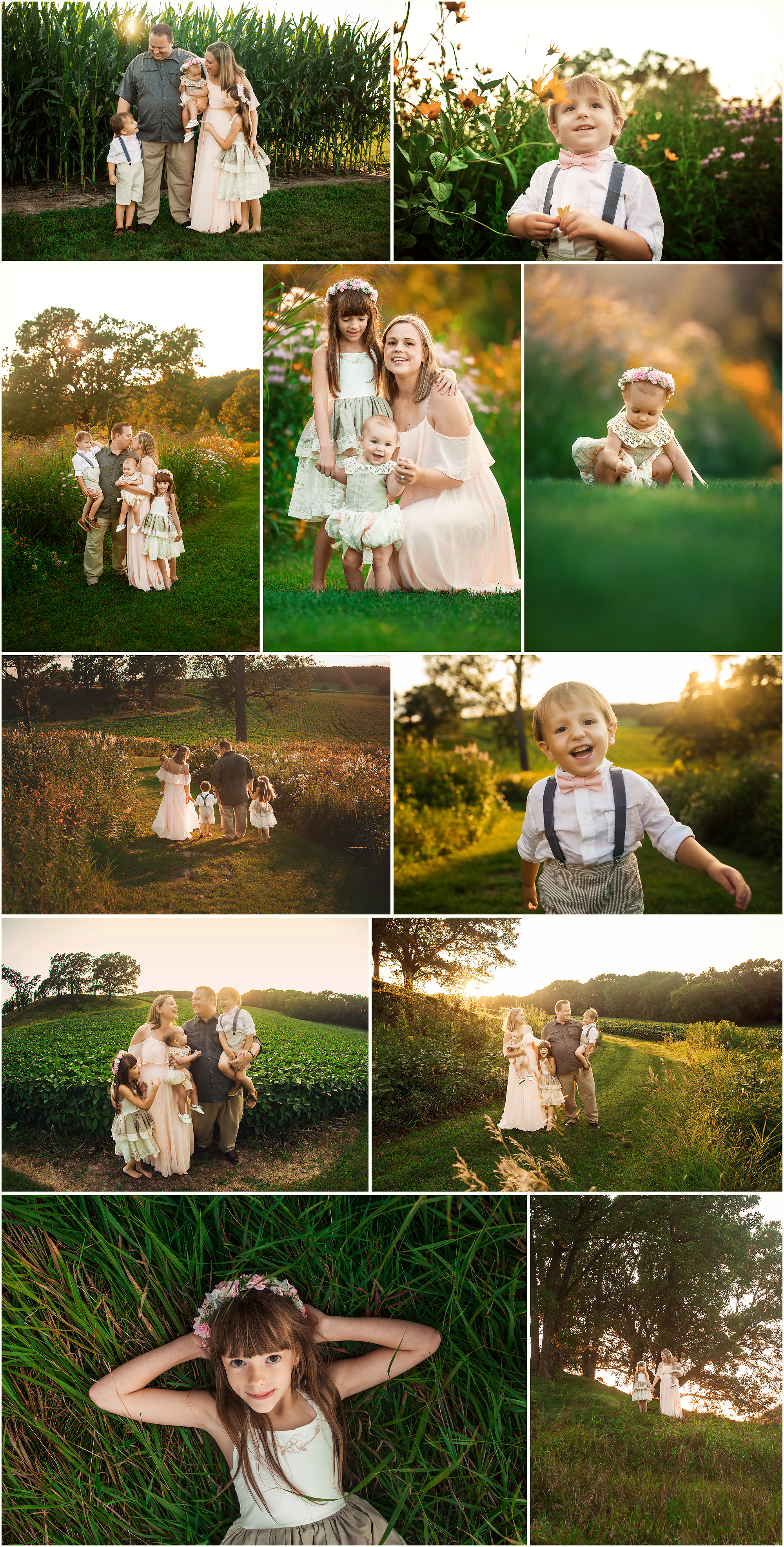 family of five sunset portraits wisconsin