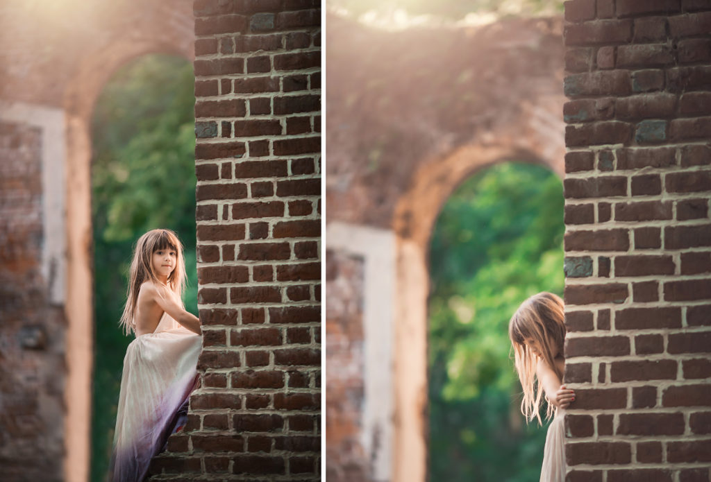 girl by brick wall outdoor photographer