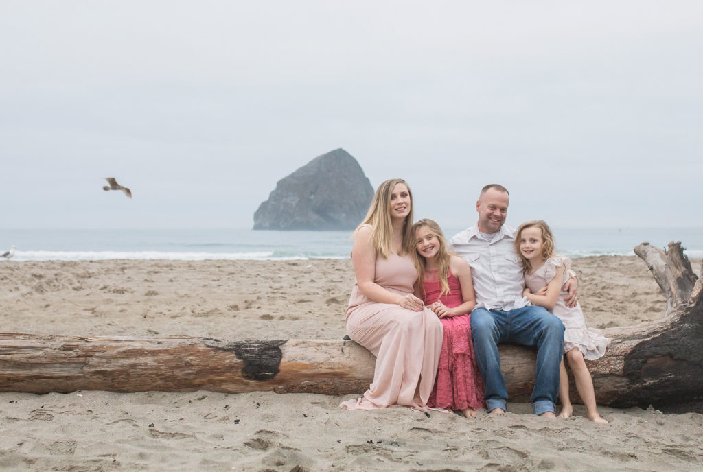 family portrait on oregon beach