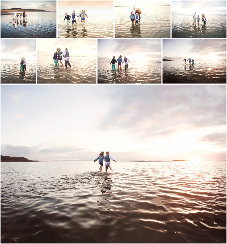 family with three kids salt lake sunset