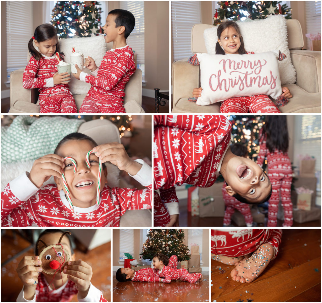 fun kids siblings christmas mini session